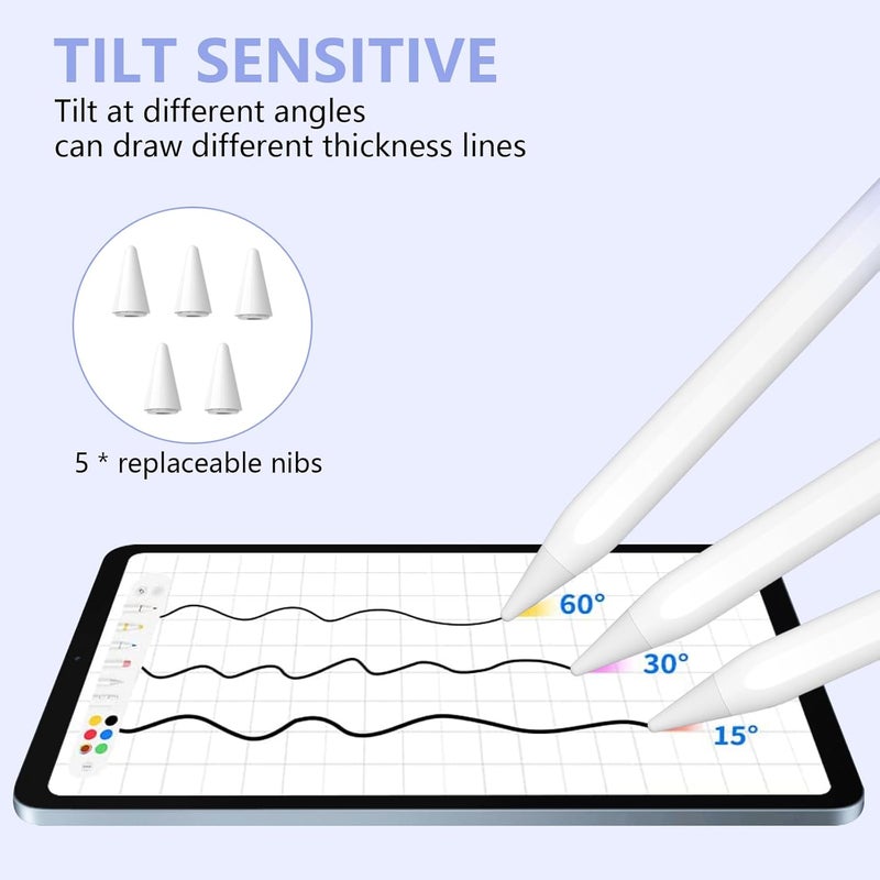 COO ​​​Stylus Pen for iPad 2018-2023 with Palm Rejection, Active Pencil for iPad 10th/9th/8th/7th/6th Generation, for iPad Pro 11/12.9 inch, for iPad Air 5th/4th/3th, for iPad mini 6th/5th Gen(Sky Grey) - Image 2
